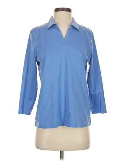 Pre-owned Lands' End Long Sleeve Polo Shirt In Blue