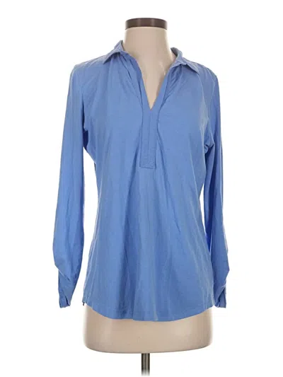 Pre-owned Lands' End Long Sleeve Polo Shirt In Blue