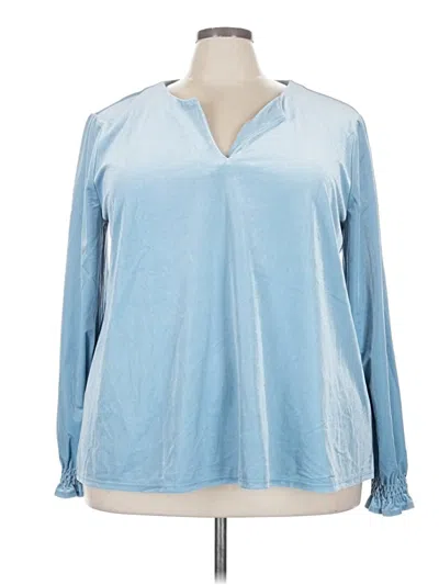 Pre-owned Lands' End Long Sleeve Polo Shirt In Blue