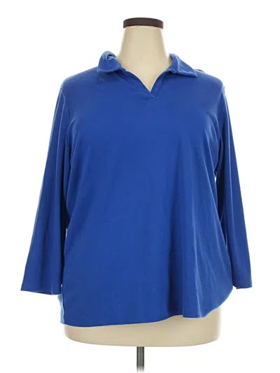 Pre-owned Lands' End Long Sleeve Polo Shirt In Blue