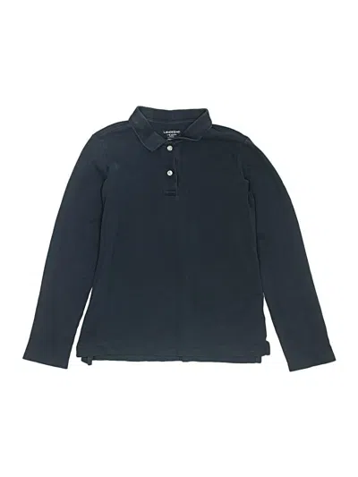 Pre-owned Lands' End Kids'  Long Sleeve Polo Shirt In Blue