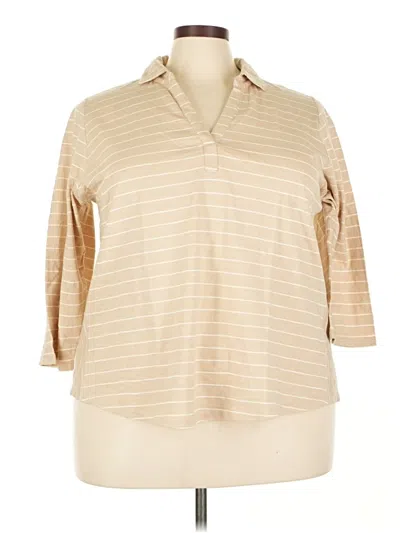 Pre-owned Lands' End Long Sleeve Polo Shirt In Brown