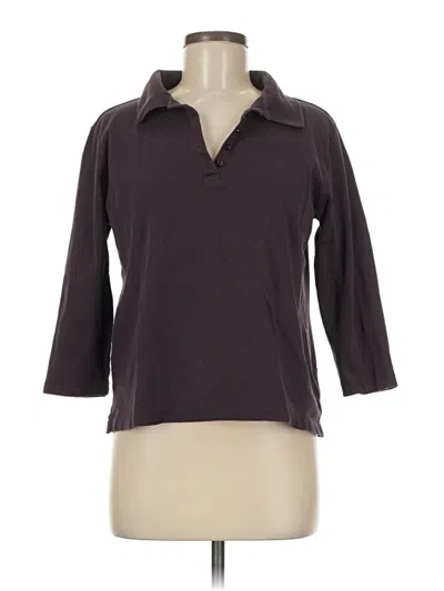 Pre-owned Lands' End Long Sleeve Polo Shirt In Brown