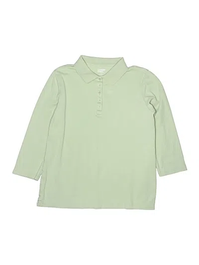 Pre-owned Lands' End Kids'  Long Sleeve Polo Shirt In Green