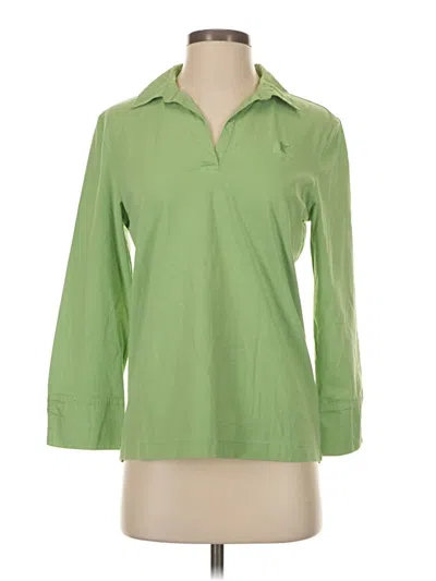 Pre-owned Lands' End Long Sleeve Polo Shirt In Green