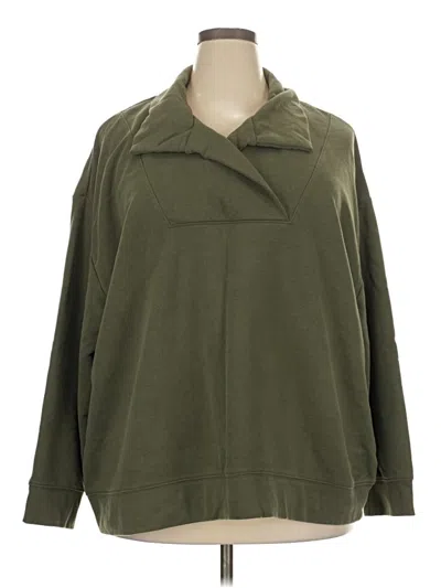 Pre-owned Lands' End Long Sleeve Polo Shirt In Green