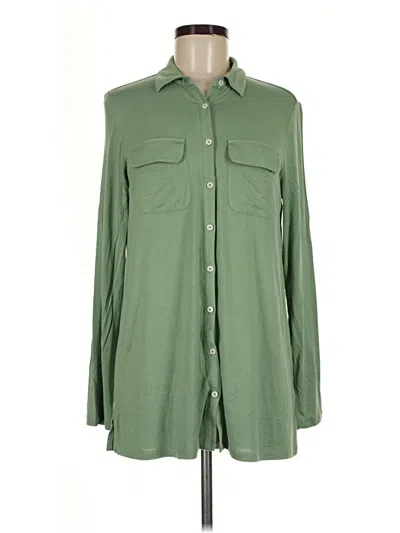 Pre-owned Lands' End Long Sleeve Polo Shirt In Green