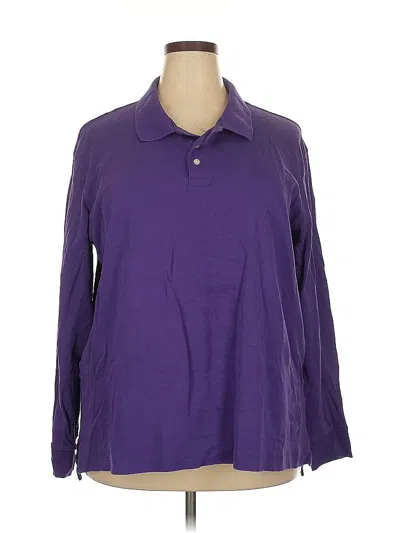 Pre-owned Lands' End Long Sleeve Polo Shirt In Purple