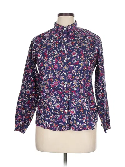 Pre-owned Lands' End Long Sleeve Polo Shirt In Purple