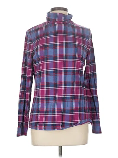 Pre-owned Lands' End Long Sleeve Polo Shirt In Purple