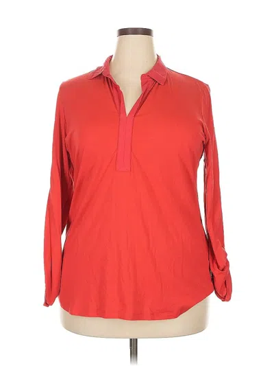 Pre-owned Lands' End Long Sleeve Polo Shirt In Red
