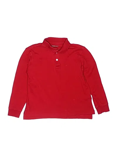 Pre-owned Lands' End Kids'  Long Sleeve Polo Shirt In Red