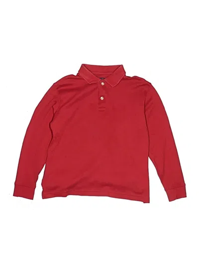 Pre-owned Lands' End Kids'  Long Sleeve Polo Shirt In Red