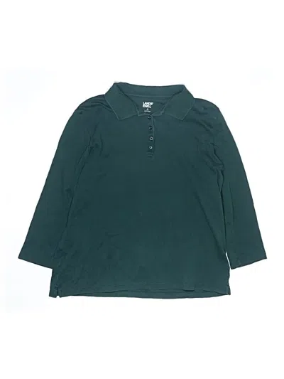 Pre-owned Lands' End Kids'  Long Sleeve Polo Shirt In Teal