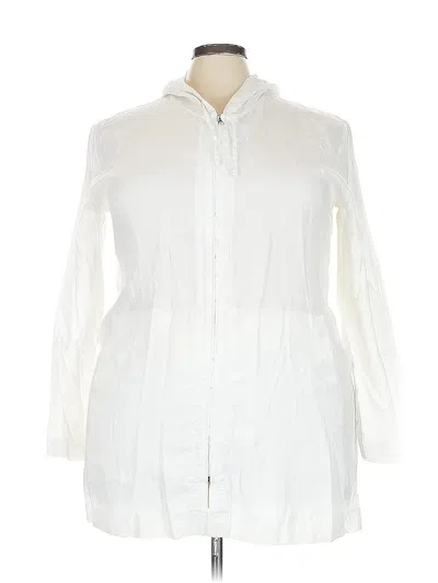 Pre-owned Lands' End Long Sleeve Polo Shirt In White