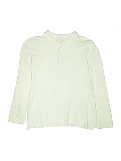 Pre-owned Lands' End Kids'  Long Sleeve Polo Shirt In White