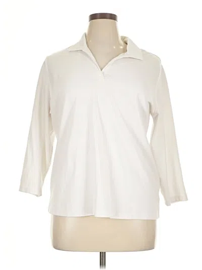 Pre-owned Lands' End Long Sleeve Polo Shirt In White