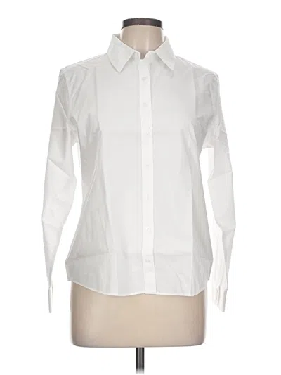 Pre-owned Lands' End Long Sleeve Polo Shirt In White