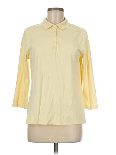 Pre-owned Lands' End Long Sleeve Polo Shirt In Yellow