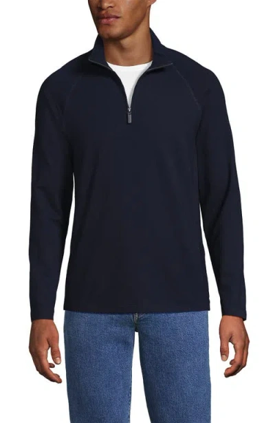 Lands' End Long Sleeve Raglan Hybrid Quarter Zip In Blue