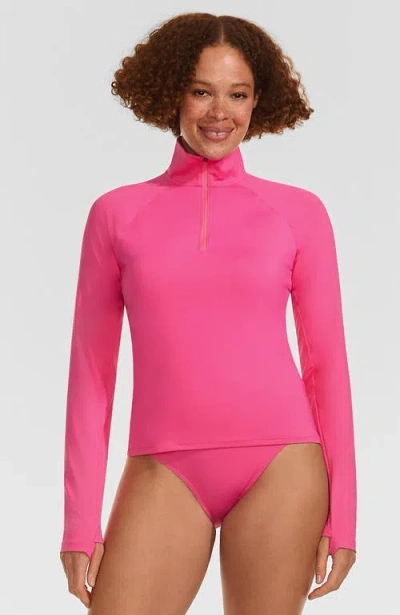 Lands' End Long Sleeve Rash Guard Cover-up Upf 50 In Pink