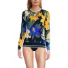 Lands' End Long Sleeve Relaxed Upf 50 Rash Guard In Navy Floral Blooms Border