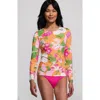 Lands' End Long Sleeve Relaxed Upf 50 Rash Guard In Sweet Mango Lilies