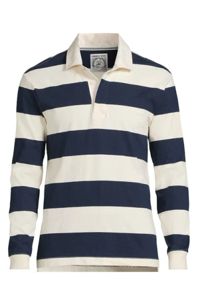 Lands' End Long Sleeve Rugby Shirt In Black
