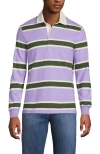 Lands' End Long Sleeve Rugby Shirt In Lilac/estate Green Stripes