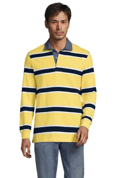 Lands' End Long Sleeve Rugby Shirt In Yellow