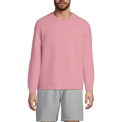 Lands' End Long Sleeve Serious Sweats Crewneck Sweatshirt In Pink
