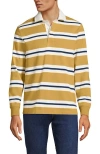 Lands' End Long Sleeve Rugby Shirt In Harvest Gold/navy Rugby Stripe