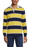 Lands' End Long Sleeve Rugby Shirt In Primrose Yellow Rugby Stripe