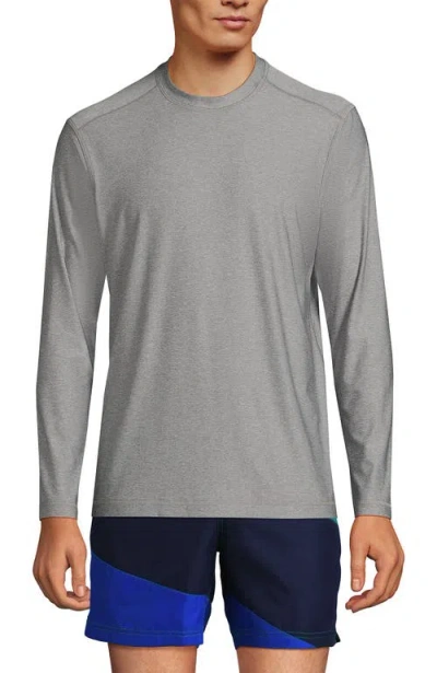 Lands' End Long Sleeve Swim Tee Rash Guard In Gray