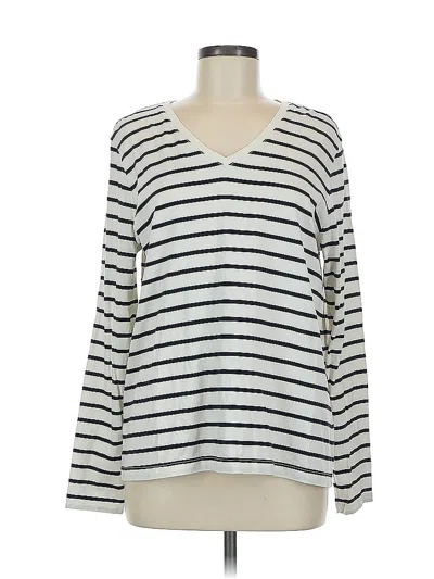 Pre-owned Lands' End Long Sleeve T-shirt In White