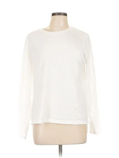 Pre-owned Lands' End Long Sleeve T-shirt In White