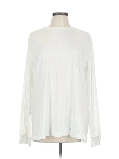 Pre-owned Lands' End Long Sleeve T-shirt In White