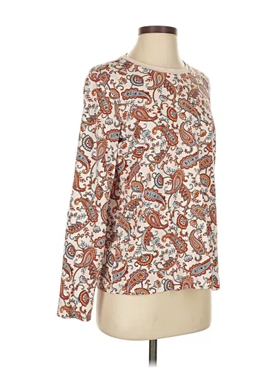 Pre-owned Lands' End Long Sleeve T-shirt In White