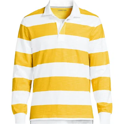 Lands' End Long Sleeve Textured Rugby Polo In Yellow
