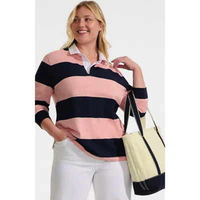 Lands' End Long Sleeve Textured Rugby Polo In Pink