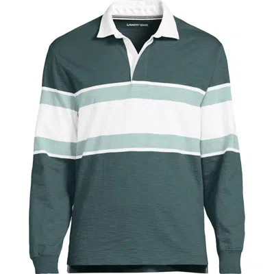 Lands' End Long Sleeve Textured Rugby Polo In Gray