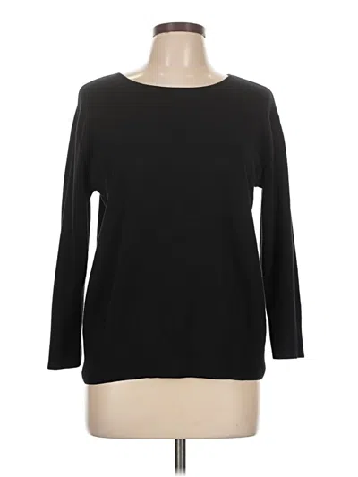 Pre-owned Lands' End Long Sleeve Top Black Boatneck Tops