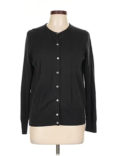 Pre-owned Lands' End Long Sleeve Top Black Crew Neck Tops