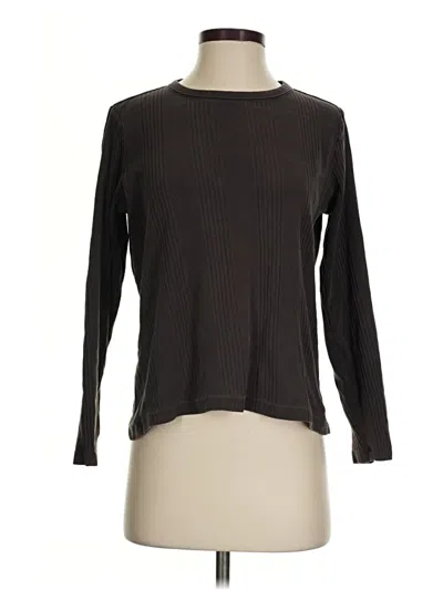 Pre-owned Lands' End Long Sleeve Top Black Crew Neck Tops