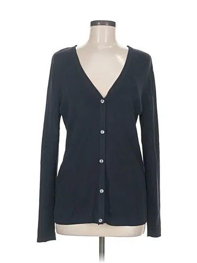 Pre-owned Lands' End Long Sleeve Top Black Plunge Neckline Tops