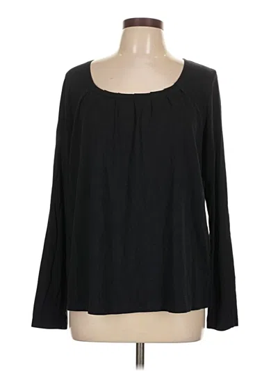 Pre-owned Lands' End Long Sleeve Top Black Scoop Neck Tops