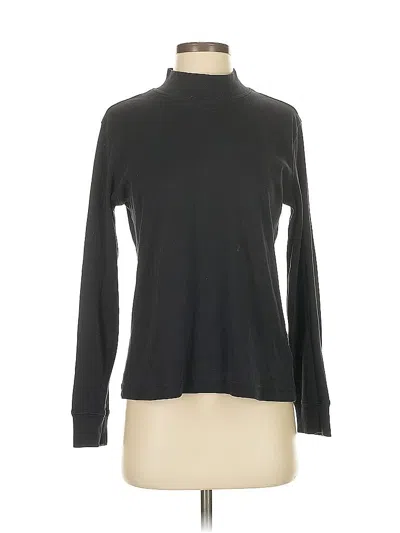 Pre-owned Lands' End Long Sleeve Top Black Turtleneck Tops
