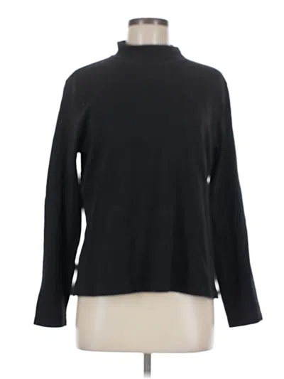 Pre-owned Lands' End Long Sleeve Top Black Turtleneck Tops