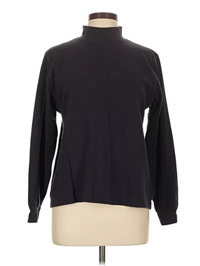 Pre-owned Lands' End Long Sleeve Top Black Turtleneck Tops