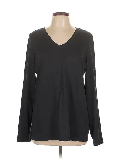 Pre-owned Lands' End Long Sleeve Top Black V Neck Tops